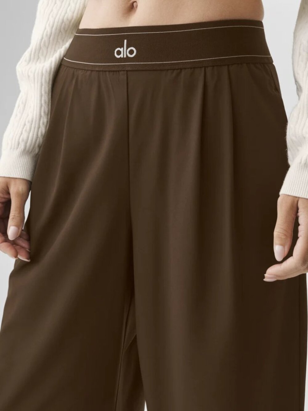 ALO Yoga💕Suit Up Trouser Espresso Wide Leg Pants Regular 30" Soft Luxe NWT - Picture 8 of 9